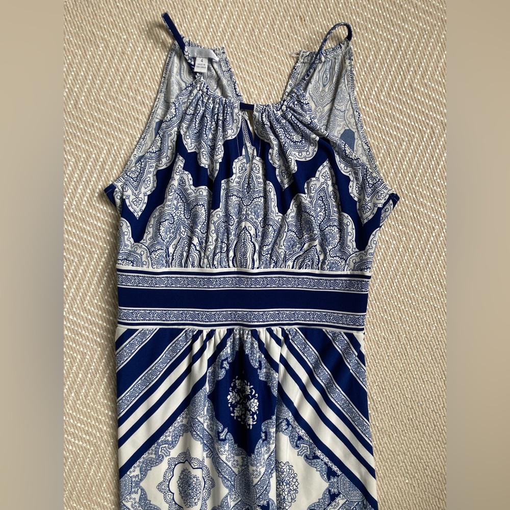 London Times blue and white maxi dress